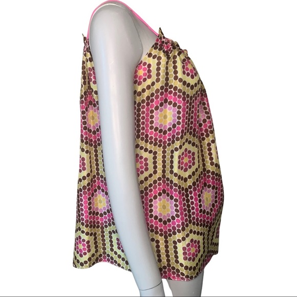 MILLY Vintage Silk Abstract Print Spaghetti Strap Drawstring Top Camisole - Picture 7 of 13